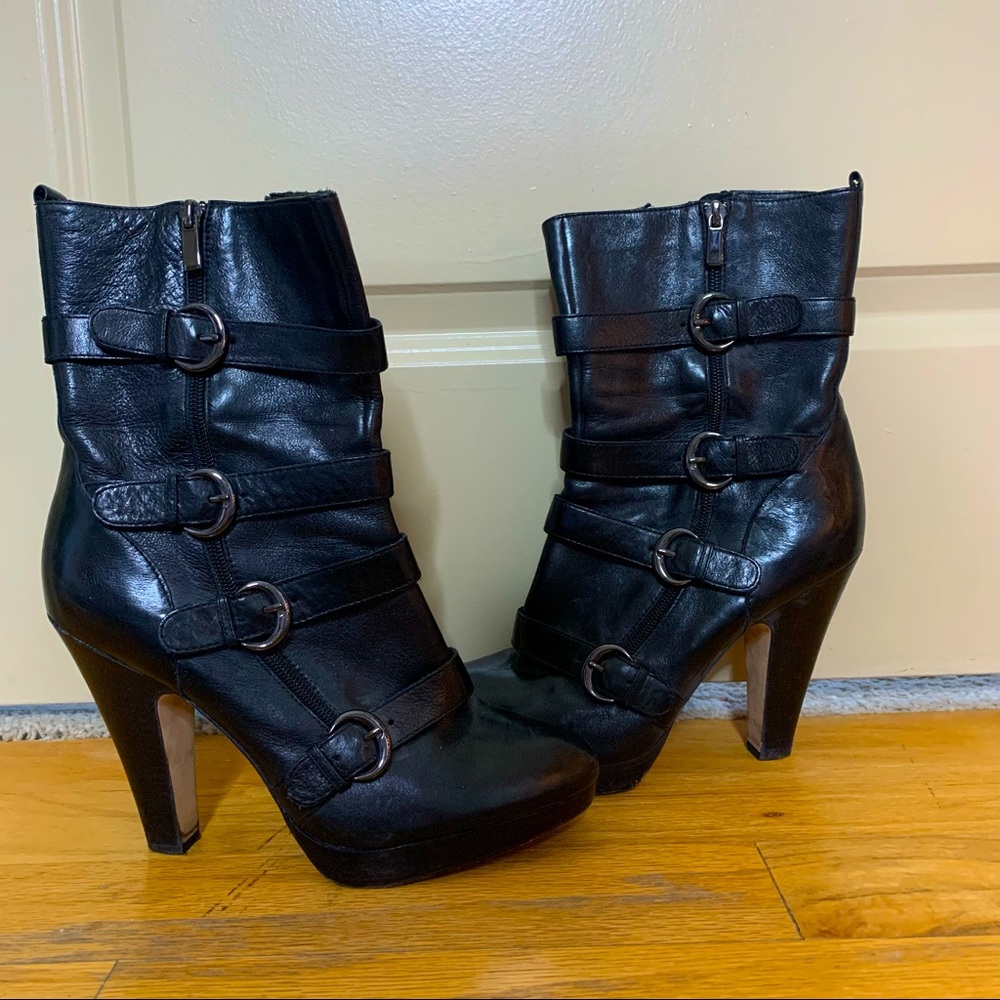 Boutique 9 Moto black Leather Heels - size 11